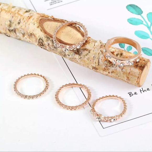 5 PCs/Set Fashion Simple Rings Artificial Rhinestone Rose Gold Rings Cre… - Picture 7 of 7